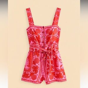 FARM Rio red jungle scarf romper